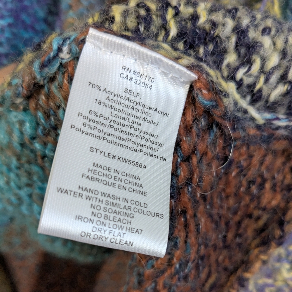 Anthropologie Greylin Oversized Rainbow Knit Fringe Open Front Wrap Sweater S - Picture 16 of 16